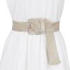 imageAllegra K Womens Stretchy Wide Waist Belts Braided Belts for Dress Square Buckle AdjustableBeige