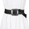 imageAllegra K Womens Stretchy Wide Waist Belts Braided Belts for Dress Square Buckle AdjustableBlack