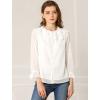 imageAllegra K Womens Swiss Dots Blouse Bracelet Sleeves Chiffon Boho Ruffle Neck TopsWhite