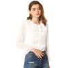 imageAllegra K Womens Swiss Dots Blouse Bracelet Sleeves Chiffon Boho Ruffle Neck TopsWhite