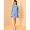 imageAllegra K Womens Swiss Dots Elastic Waist ALine Tiered Flowy Chiffon DressBlue