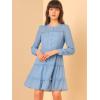 imageAllegra K Womens Swiss Dots Elastic Waist ALine Tiered Flowy Chiffon DressBlue