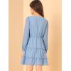 imageAllegra K Womens Swiss Dots Elastic Waist ALine Tiered Flowy Chiffon DressBlue