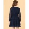 imageAllegra K Womens Swiss Dots Elastic Waist ALine Tiered Flowy Chiffon DressNavy Blue
