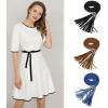 imageAllegra K Womens Tassels Braided Waist Belt Self Tie Woven Skinny Belts for DressBlack  Royal Blue