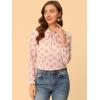 imageAllegra K Womens Tie Neck Blouse Elegant Ruffle Trim Chiffon Long Sleeve Floral Tops