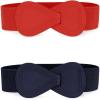 imageAllegra K 2Pcs Women Plus Size Elastic Dress Belts Interlock Buckle Strethy Waist Belt for DressNavy Blue  Red