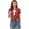 imageAllegra K Polka Dots Blouse for Womens Contrast Tie Peter Pan Collar Vintage ShirtBurgundy
