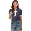 imageAllegra K Polka Dots Blouse for Womens Contrast Tie Peter Pan Collar Vintage ShirtDark Blue
