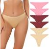 imageAllegra K Thongs for Women Packs GString Panties Breathable HiCut Tangas Underwear2 Apricot 2 Rose Red 2 Wine Red