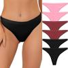 imageAllegra K Thongs for Women Packs GString Panties Breathable HiCut Tangas Underwear2 Rose Red2 Burgundy2 Black