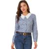 imageAllegra K Womens Casual Floral Lace Trim Collared Button Down Long Sleeve Blouse