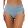 imageAllegra K Womens High Waist Underwear Tummy Control Comfortable Lace Trim Ribbed PantiesLight Blue