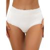 imageAllegra K Womens High Waist Underwear Tummy Control Comfortable Lace Trim Ribbed PantiesWhite