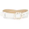 imageAllegra K Womens Pearl Waistband Skinny Leather Adjustable Pin Buckle Belt for Jeans Dresses PantsWhite