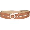 imageAllegra K Womens Plus Size Waist Belts Pearl Narrow Leather Adjustable Belt for Jeans Dresses PantsCamel