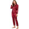 imageAllegra K Womens Satin Night Suits Valentines Day Button Down with Pants Silky Lounge Pajama SetsRed