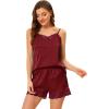 imageAllegra K Womens Satin Sleepwear Lace Trim Camisole Tops with Shorts Lounge Silky Pajama SetsWine Red
