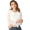 imageAllegra K Womens Swiss Dots Blouse Bracelet Sleeves Chiffon Boho Ruffle Neck TopsWhite