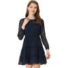 imageAllegra K Womens Swiss Dots Elastic Waist ALine Tiered Flowy Chiffon DressNavy Blue