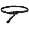 imageuxcell Adjustable Thin Braided Waistband Rope Faux Leather Belts for WomenBlack