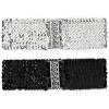 imageuxcell Ladies Sequins Decor Metal Interlooking Buckles Elastic Waist BeltSilver  Black