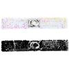 imageuxcell Lady Sequins Decor Metal Interlooking Buckles Elastic Waist BeltBlack  Multicolor