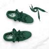 imageuxcell 2 Pairs Flat Ribbon Shoelaces Sneakers Shoestrings for Women DIY DecorDark Green