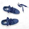 imageuxcell 2 Pairs Flat Ribbon Shoelaces Sneakers Shoestrings for Women DIY DecorNavy Blue