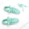imageuxcell 2 Pairs Flat Ribbon Shoelaces Sneakers Shoestrings for Women DIY DecorTurquoise