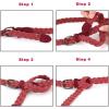 imageuxcell Adjustable Thin Braided Waistband Rope Faux Leather Belts for WomenRed