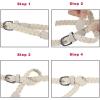 imageuxcell Adjustable Thin Braided Waistband Rope Faux Leather Belts for WomenWhite