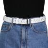imageuxcell Hollow Floral Retro Vintage Faux Leather Belt With Buckle for WomenWhite