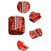 imageuxcell Ladies Sequins Decor Metal Interlooking Buckles Elastic Waist BeltRed  Red