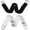 imageuxcell Lady Sequins Decor Metal Interlooking Buckles Elastic Waist BeltSilver  Black