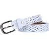 imageuxcell Women Carved Multihole Hollow Alloy Pin Buckle Leather BeltWhiteflowers
