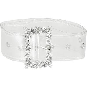 imageAllegra K Ladies Grommet Clear Waist Belts for Jeans Transparent Belts Pin BuckleClear