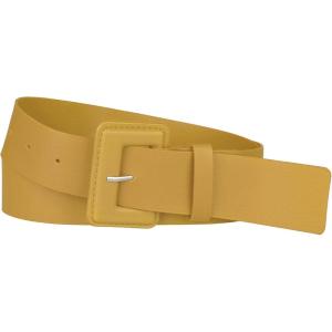 imageAllegra K Ladies Plus Size Pure Belts Adjustable Rectangle Buckle Wide Waistband Belt for DressYellow