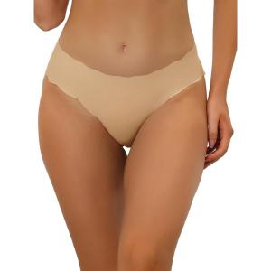 imageAllegra K Panties for Women No Show Stretch Solid Underwear Invisible BriefDark Beige