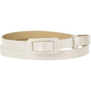 imageAllegra K Skinny Slim Thin Nonporous Waist Belt Rectangle Buckle PU Leather Solid Simple Belts for Jeans DressBeige