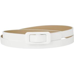 imageAllegra K Skinny Slim Thin Nonporous Waist Belt Rectangle Buckle PU Leather Solid Simple Belts for Jeans DressCream