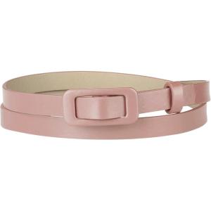 imageAllegra K Skinny Slim Thin Nonporous Waist Belt Rectangle Buckle PU Leather Solid Simple Belts for Jeans DressPink