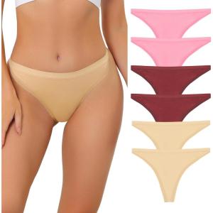 imageAllegra K Thongs for Women Packs GString Panties Breathable HiCut Tangas Underwear2 Apricot 2 Rose Red 2 Wine Red