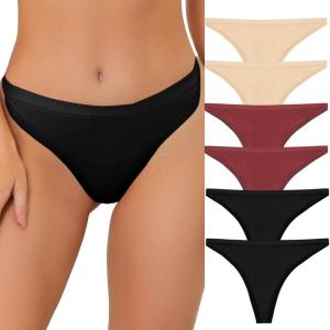 imageAllegra K Thongs for Women Packs GString Panties Breathable HiCut Tangas Underwear2 Beige2 Red2 Black