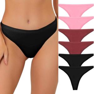 imageAllegra K Thongs for Women Packs GString Panties Breathable HiCut Tangas Underwear2 Rose Red2 Burgundy2 Black