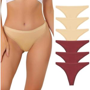 imageAllegra K Thongs for Women Packs GString Panties Breathable HiCut Tangas Underwear3 Apricot 3 Wine Red