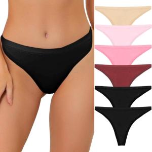 imageAllegra K Thongs for Women Packs GString Panties Breathable HiCut Tangas UnderwearLight PinkHot PinkBeigeRed2 Black