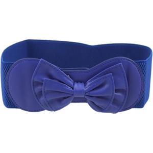 imageAllegra K Women Bowtie Ornament Press Stud Button Elastic Waist Cinch BeltRoyal Blue