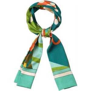 imageAllegra K Women Graffiti Polka Dot Stripe Scarf Neck Scarves Neckerchief Skinny Wrap HairbandBlue