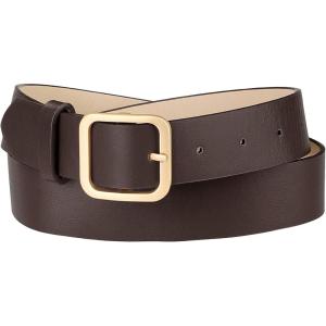 imageAllegra K Women Pin Buckle Belt Soft Wide Waist Belt Casual Dresses Jeans PantsCoffee golden Buckle